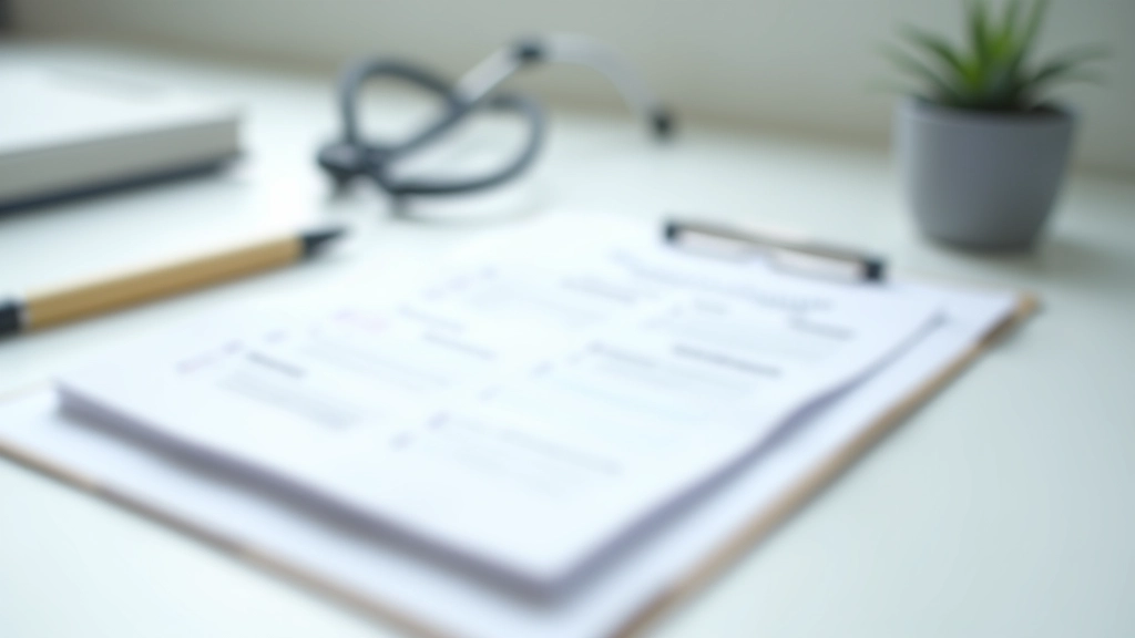 Notas clínicas estruturadas com formulário médico organizado em secções lógicas
